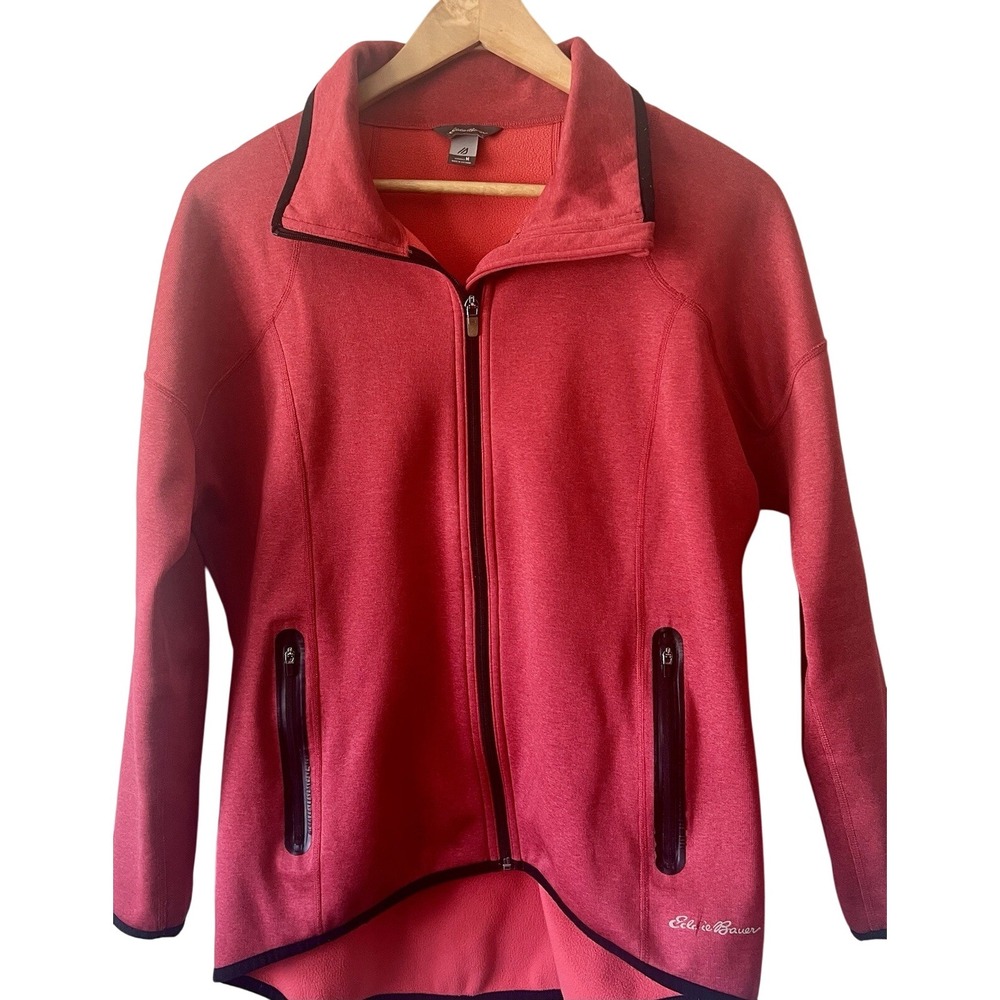 Eddie Bauer Women's Full Zip Jacket Red Black Size‎ M Fleece Lined